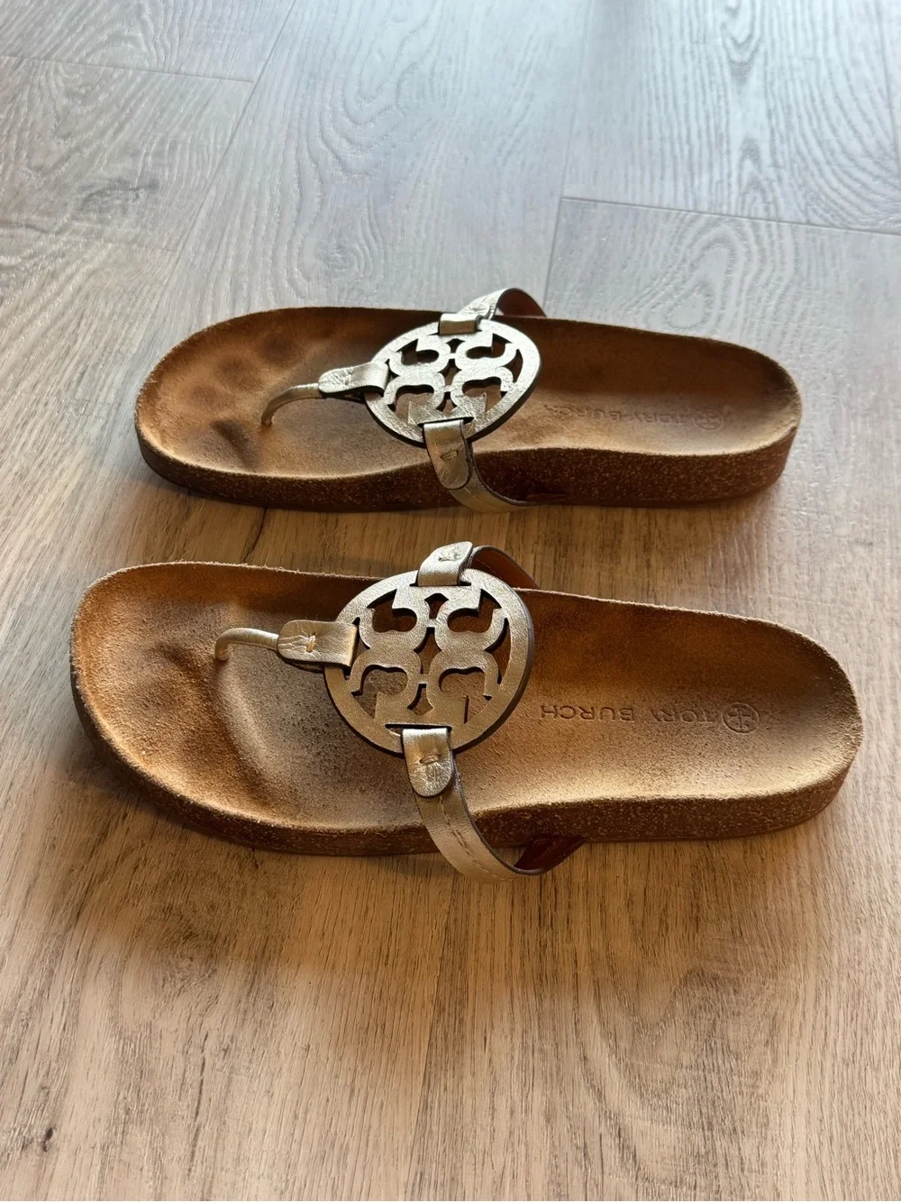 Tory Burch Miller Cloud Sandals Gold Size 10 worn once